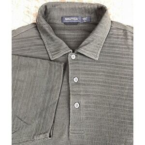 Nautica Polo‎ Shirt Mens Large Grey Golf Short Sleeve